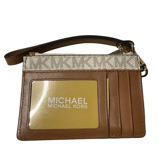 MICHAEL Michael Kors Tan and Cream Monogram Wallet / Wristlet - Picture 1 of 5